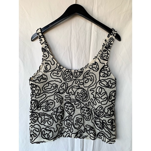 Zara Trafaluc Open Knit Mesh Net Abstract Tank Top - Picture 3 of 5